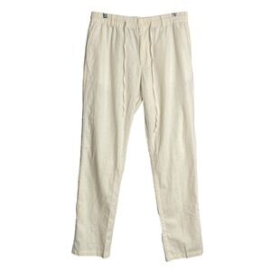 Hat And Beyond 100% Linen Pants Women L Cream Naturallinen Beach Cover Lagnelook